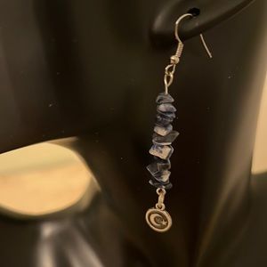 Natural Stone Dangle Earrings with Moon & Star Charm